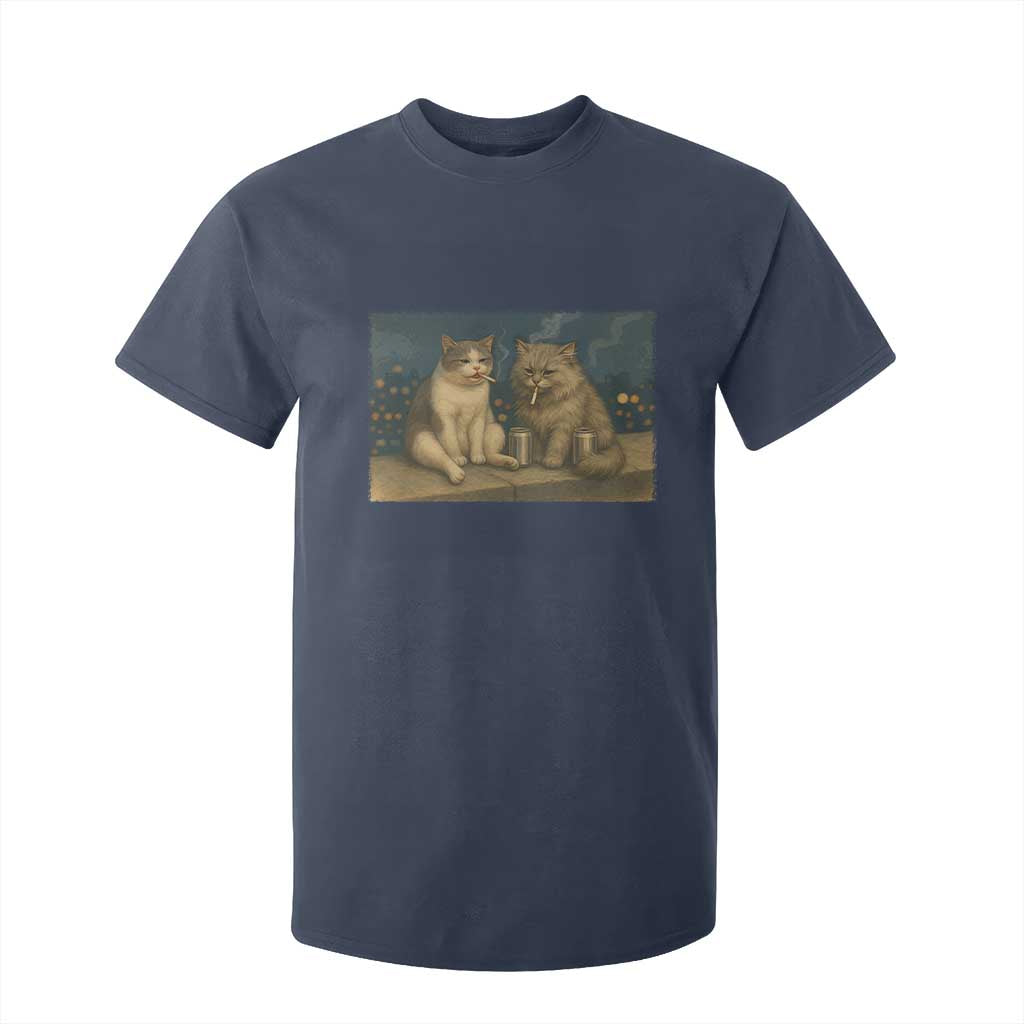 Funny Smoking Cat T Shirt For Kid Meme Cool Kitten With Cigarette TS12 Navy Print Your Wear