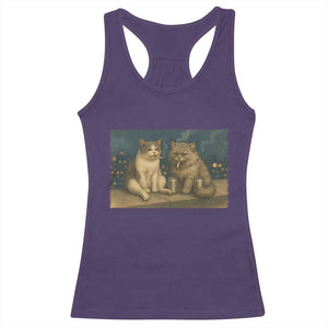 Funny Smoking Cat Racerback Tank Top Meme Cool Kitten With Cigarette TS12 Purple Print Your Wear