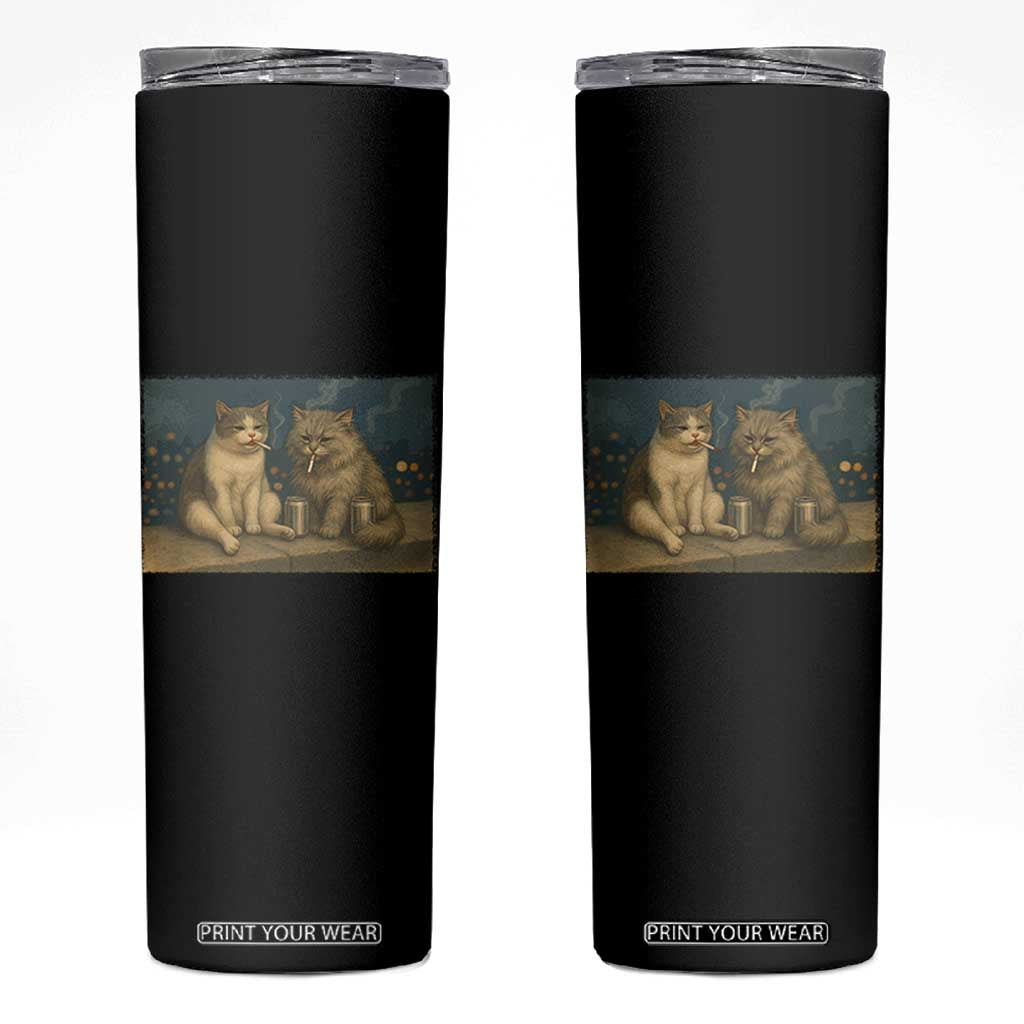 Funny Smoking Cat Skinny Tumbler Meme Cool Kitten With Cigarette TS12 Black Print Your Wear