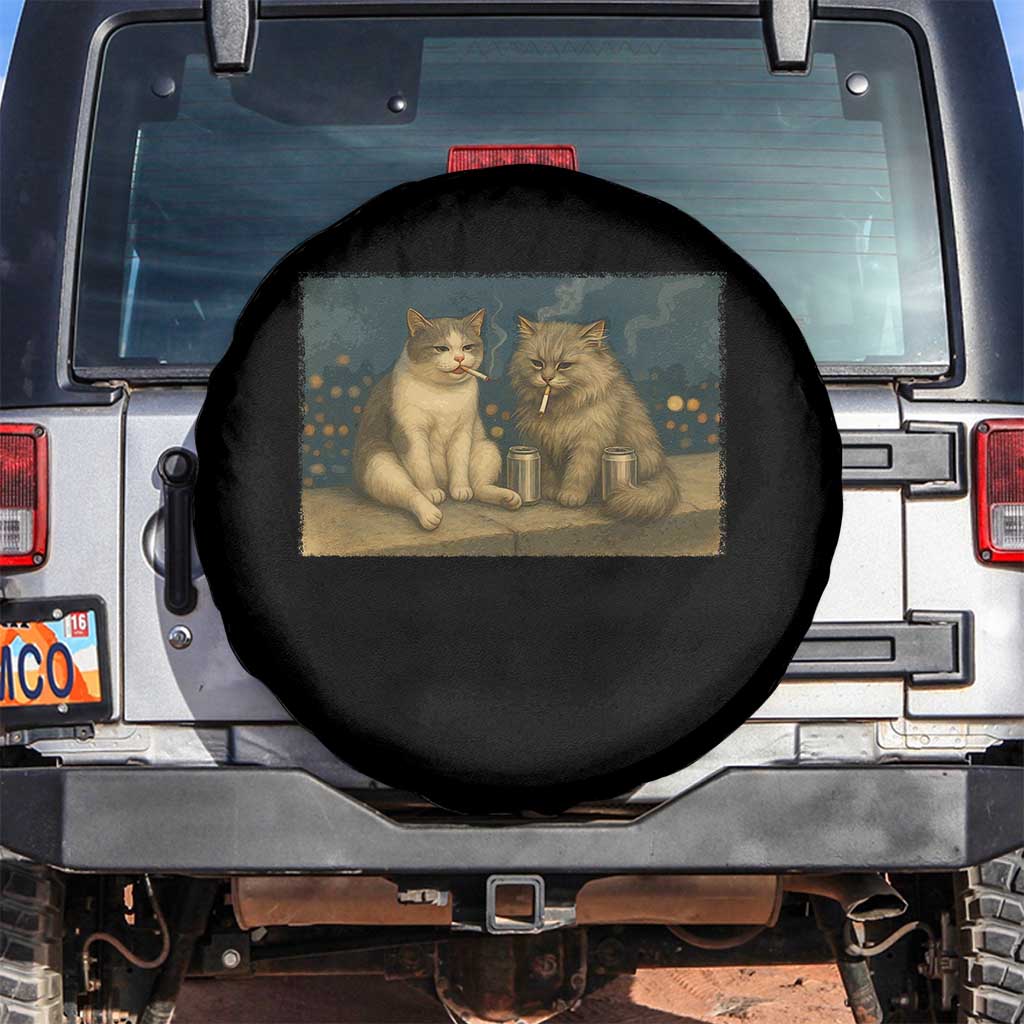 Funny Smoking Cat Spare Tire Cover Meme Cool Kitten With Cigarette TS12 No hole Black Print Your Wear