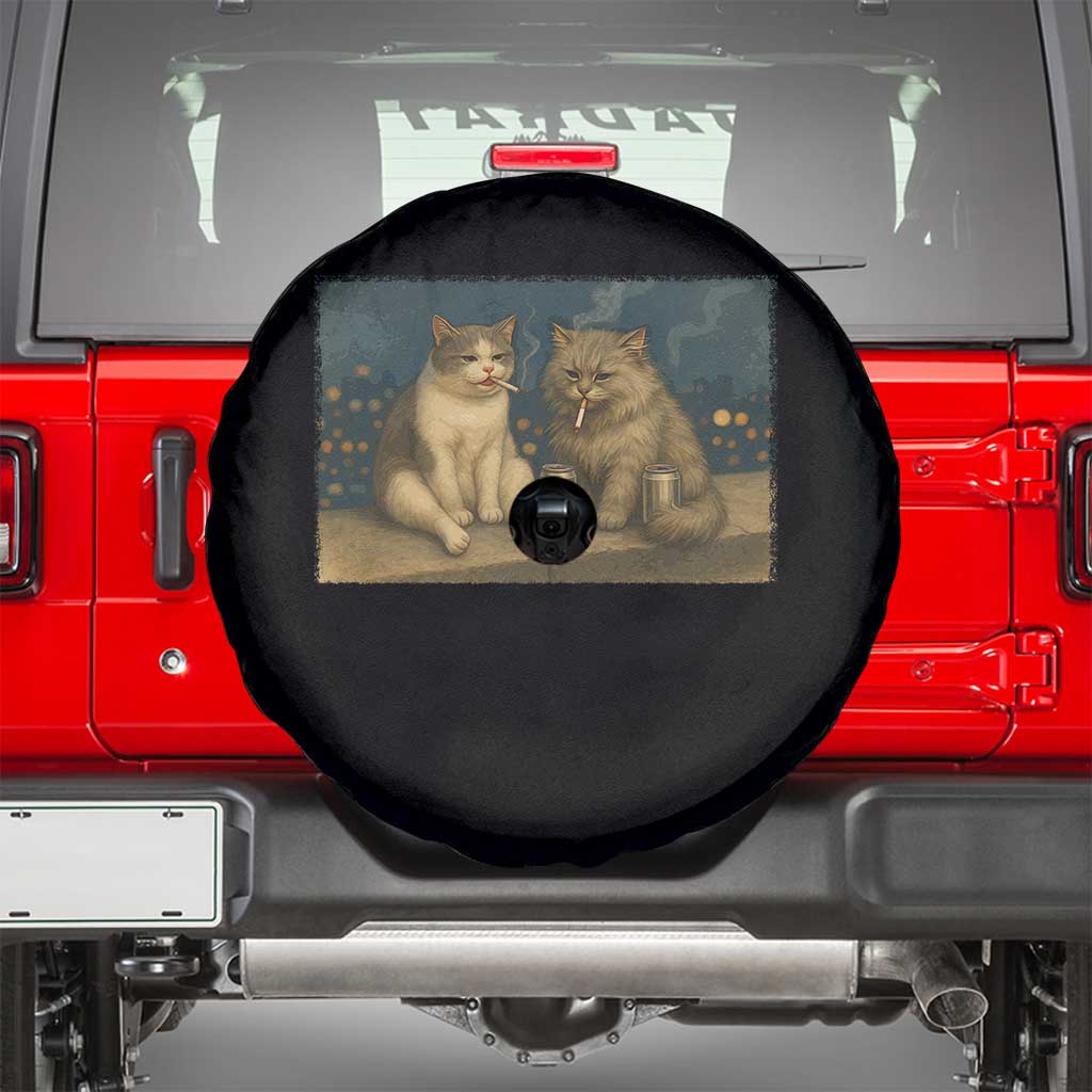 Funny Smoking Cat Spare Tire Cover Meme Cool Kitten With Cigarette TS12 Black Print Your Wear