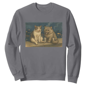 Funny Smoking Cat Sweatshirt Meme Cool Kitten With Cigarette TS12 Charcoal Print Your Wear