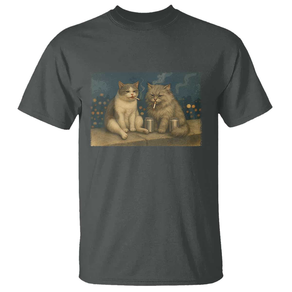 Funny Smoking Cat T Shirt Meme Cool Kitten With Cigarette TS12 Dark Heather Print Your Wear