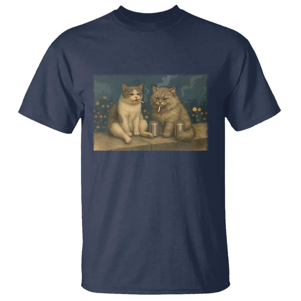 Funny Smoking Cat T Shirt Meme Cool Kitten With Cigarette TS12 Navy Print Your Wear