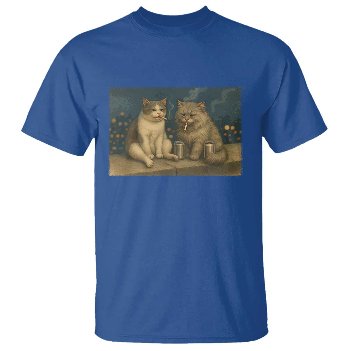 Funny Smoking Cat T Shirt Meme Cool Kitten With Cigarette TS12 Royal Blue Print Your Wear