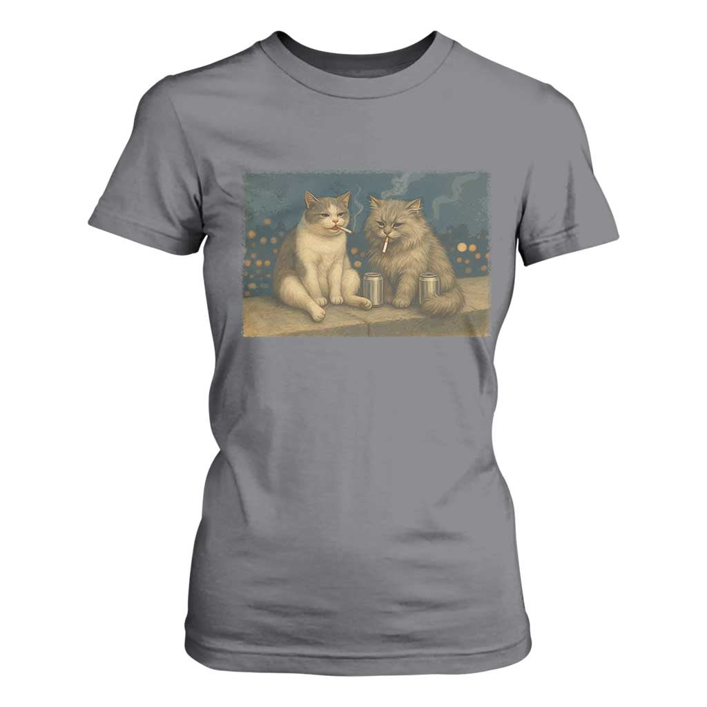 Funny Smoking Cat T Shirt For Women Meme Cool Kitten With Cigarette TS12 Charcoal Print Your Wear