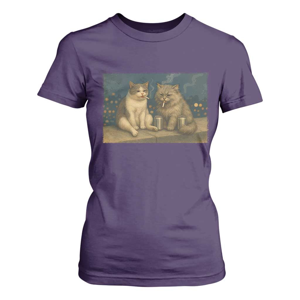 Funny Smoking Cat T Shirt For Women Meme Cool Kitten With Cigarette TS12 Purple Print Your Wear