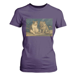 Funny Smoking Cat T Shirt For Women Meme Cool Kitten With Cigarette TS12 Purple Print Your Wear