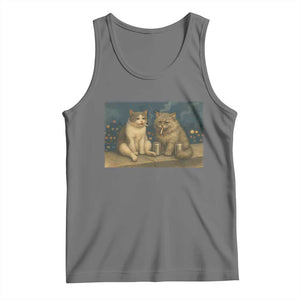 Funny Smoking Cat Tank Top Meme Cool Kitten With Cigarette TS12 Black Heather Print Your Wear