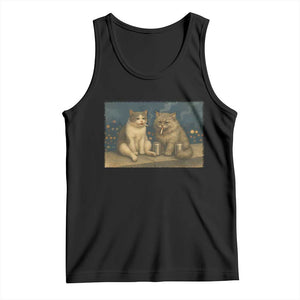 Funny Smoking Cat Tank Top Meme Cool Kitten With Cigarette TS12 Black Print Your Wear