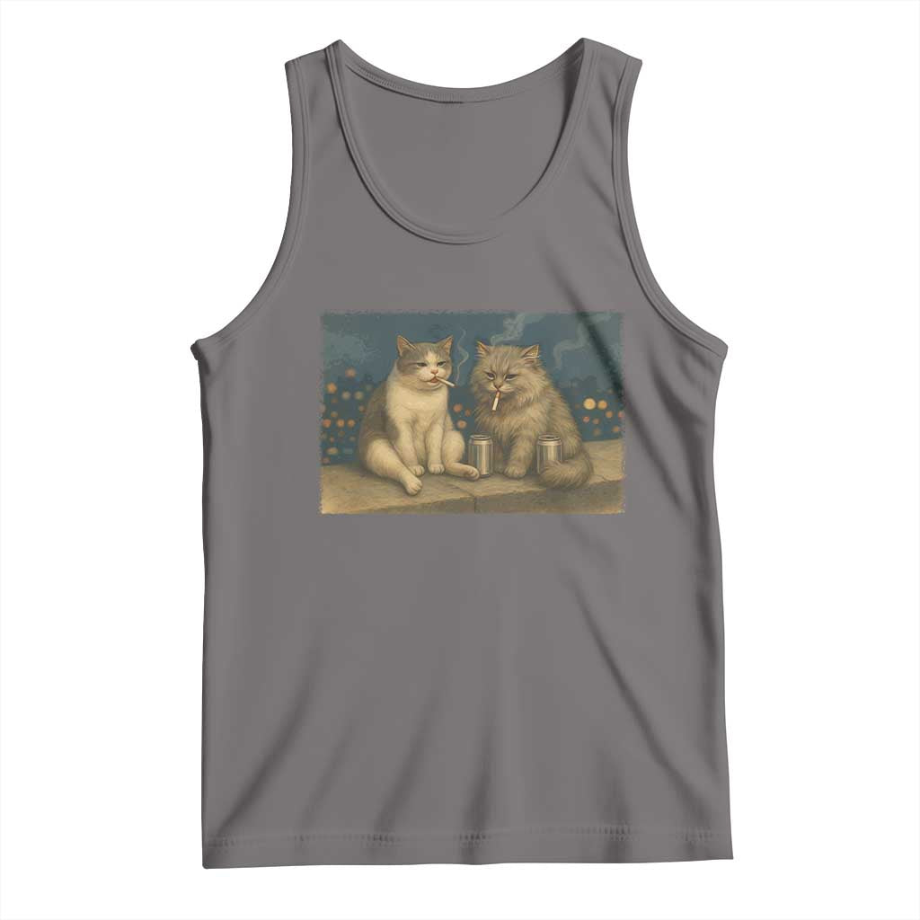 Funny Smoking Cat Tank Top Meme Cool Kitten With Cigarette TS12 Deep Heather Print Your Wear