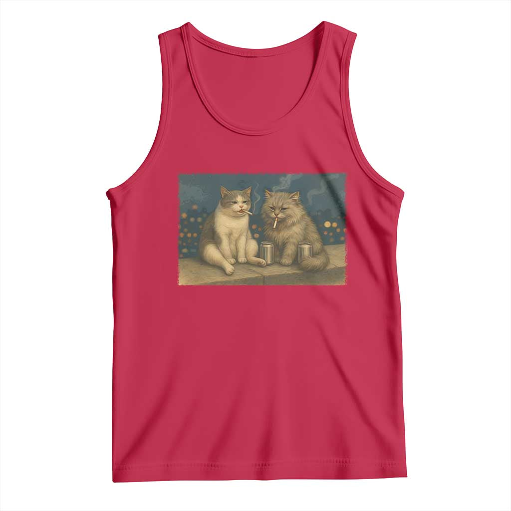 Funny Smoking Cat Tank Top Meme Cool Kitten With Cigarette TS12 Red Print Your Wear