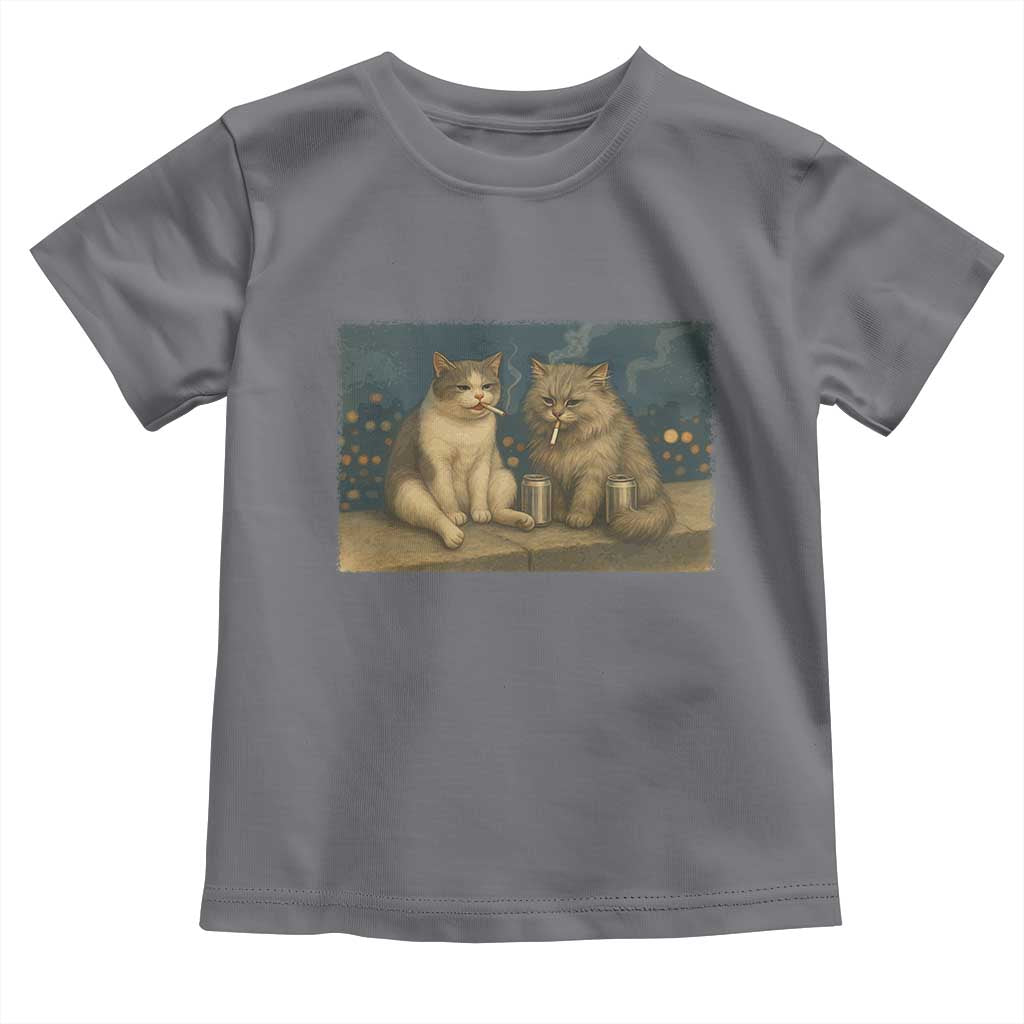 Funny Smoking Cat Toddler T Shirt Meme Cool Kitten With Cigarette TS12 Charcoal Print Your Wear