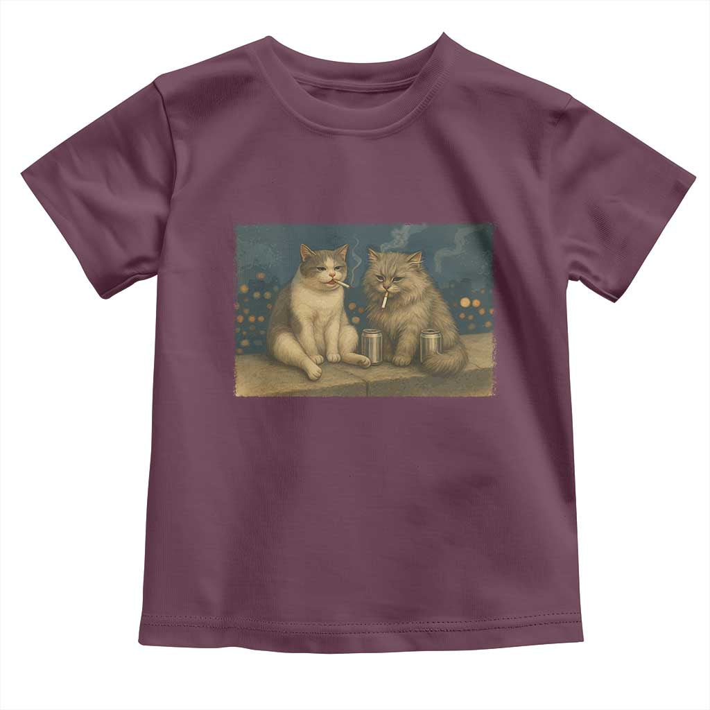 Funny Smoking Cat Toddler T Shirt Meme Cool Kitten With Cigarette TS12 Maroon Print Your Wear
