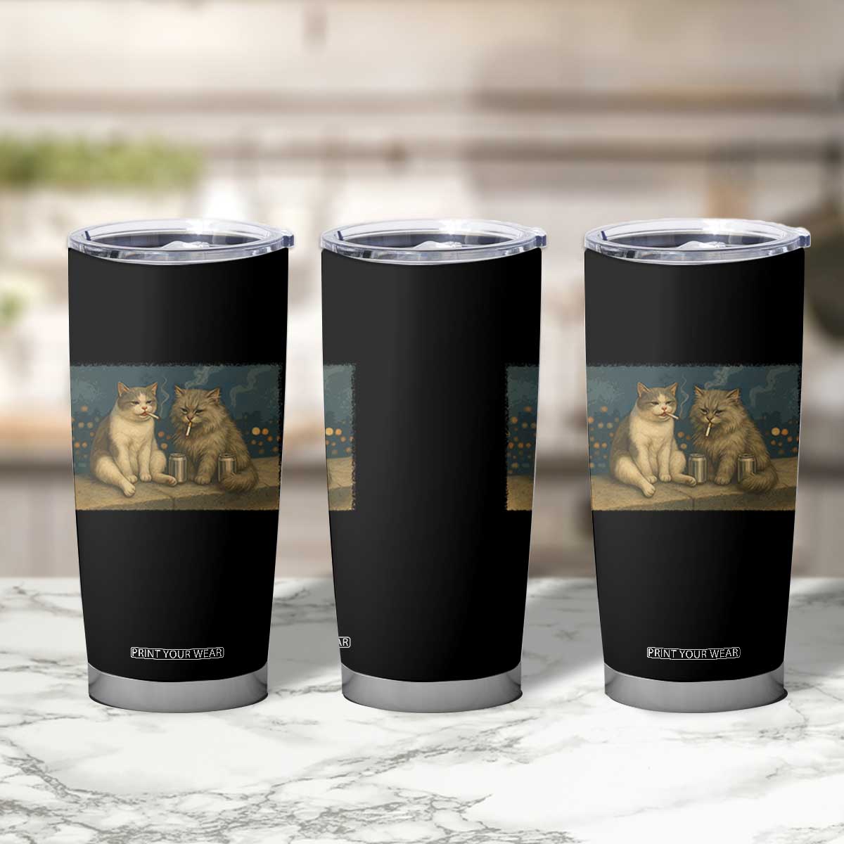 Funny Smoking Cat Tumbler Cup Meme Cool Kitten With Cigarette TS12 Print Your Wear