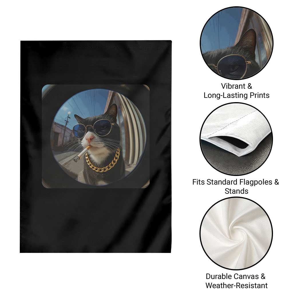 Smoking Cat Garden Flag Meme Funny Cool Kitten TS12 Print Your Wear