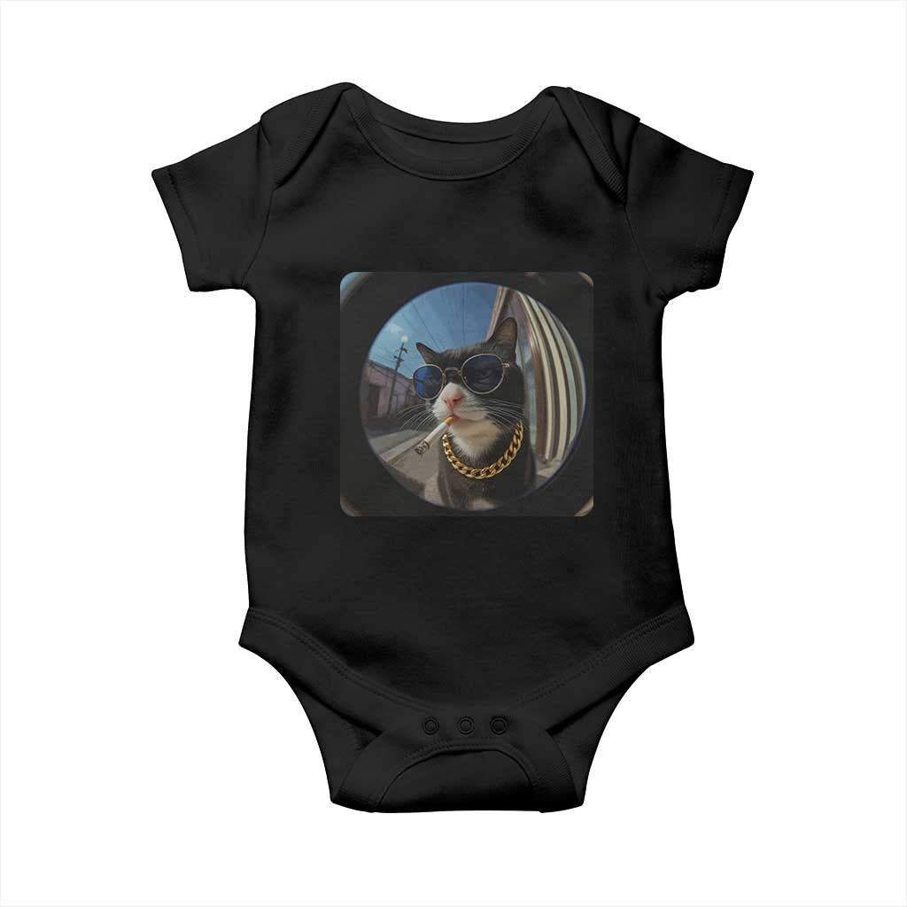 Smoking Cat Baby Onesie Meme Funny Cool Kitten TS12 Black Print Your Wear