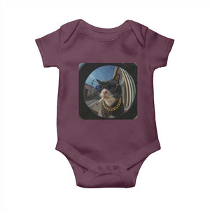 Smoking Cat Baby Onesie Meme Funny Cool Kitten TS12 Maroon Print Your Wear