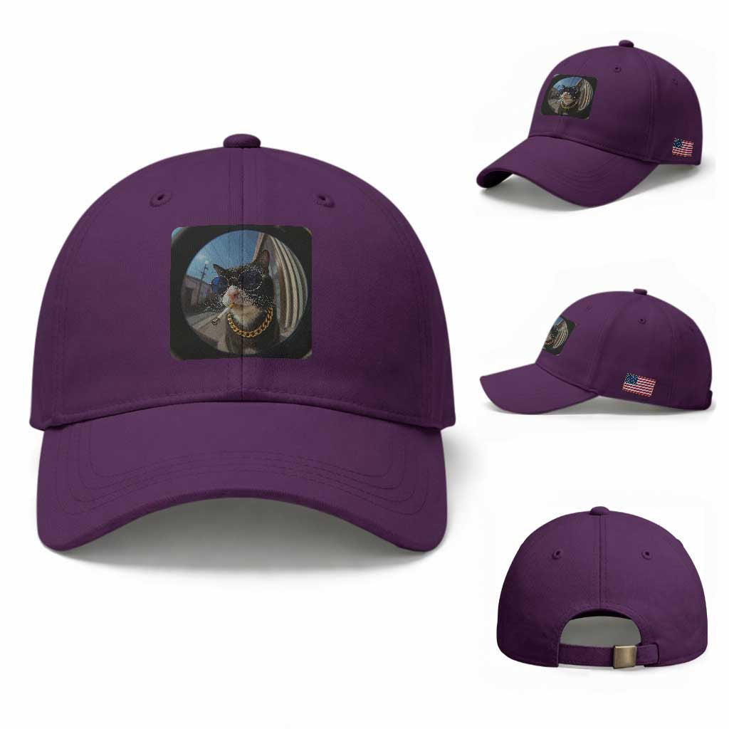 Smoking Cat Baseball Cap Meme Funny Cool Kitten TS12 Baseball Cap Universal Fit Purple Print Your Wear