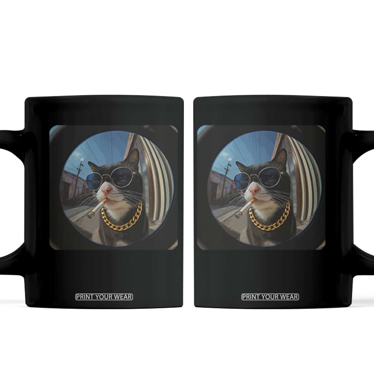 Smoking Cat Coffee Mug Meme Funny Cool Kitten TS12 Black Print Your Wear