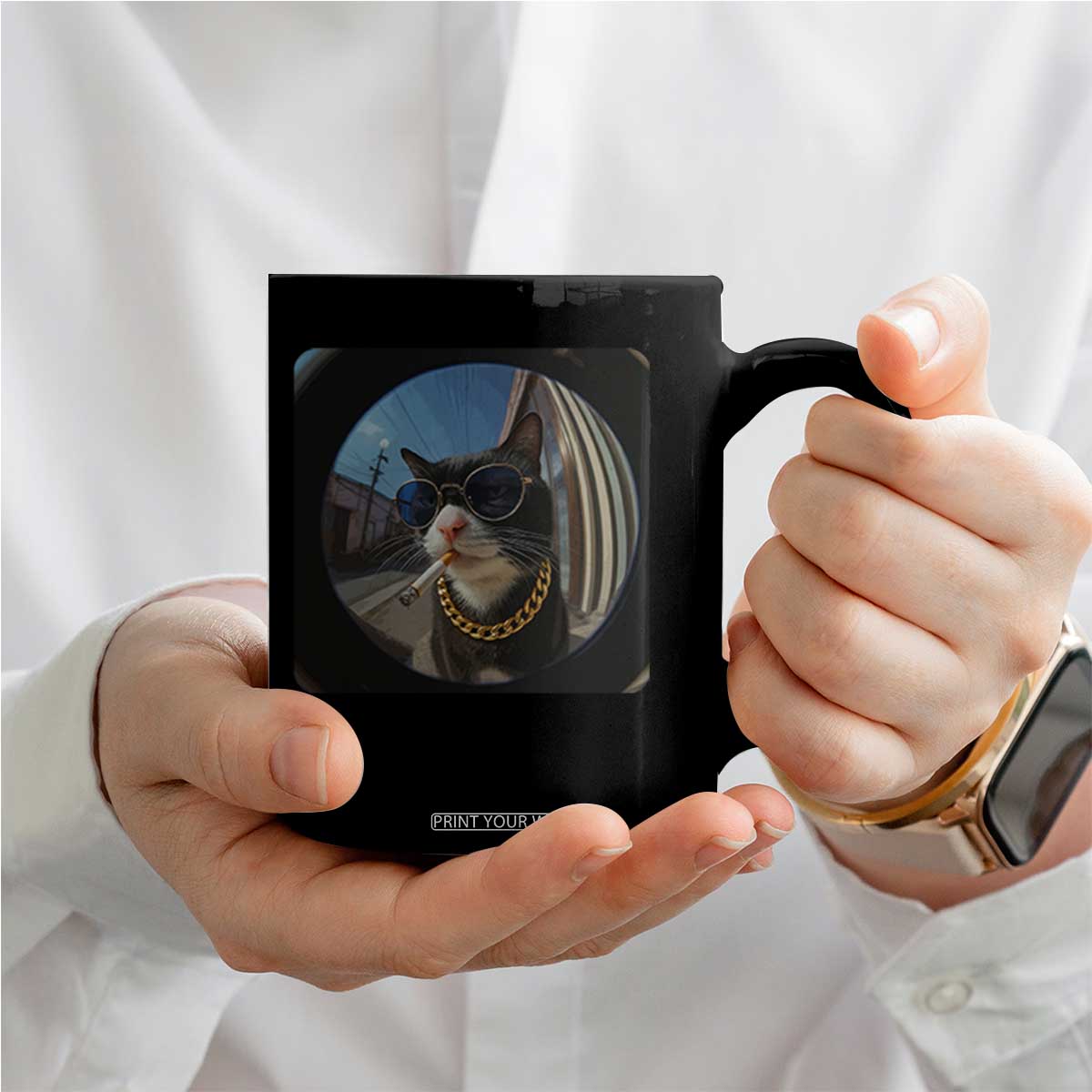 Smoking Cat Coffee Mug Meme Funny Cool Kitten TS12 Print Your Wear