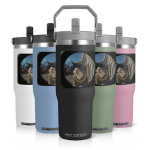 Smoking Cat Flip Straw Tumbler Meme Funny Cool Kitten TS12 Print Your Wear