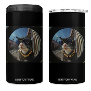 Smoking Cat 4 in 1 Can Cooler Tumbler Meme Funny Cool Kitten TS12 One Size: 16 oz Black Print Your Wear