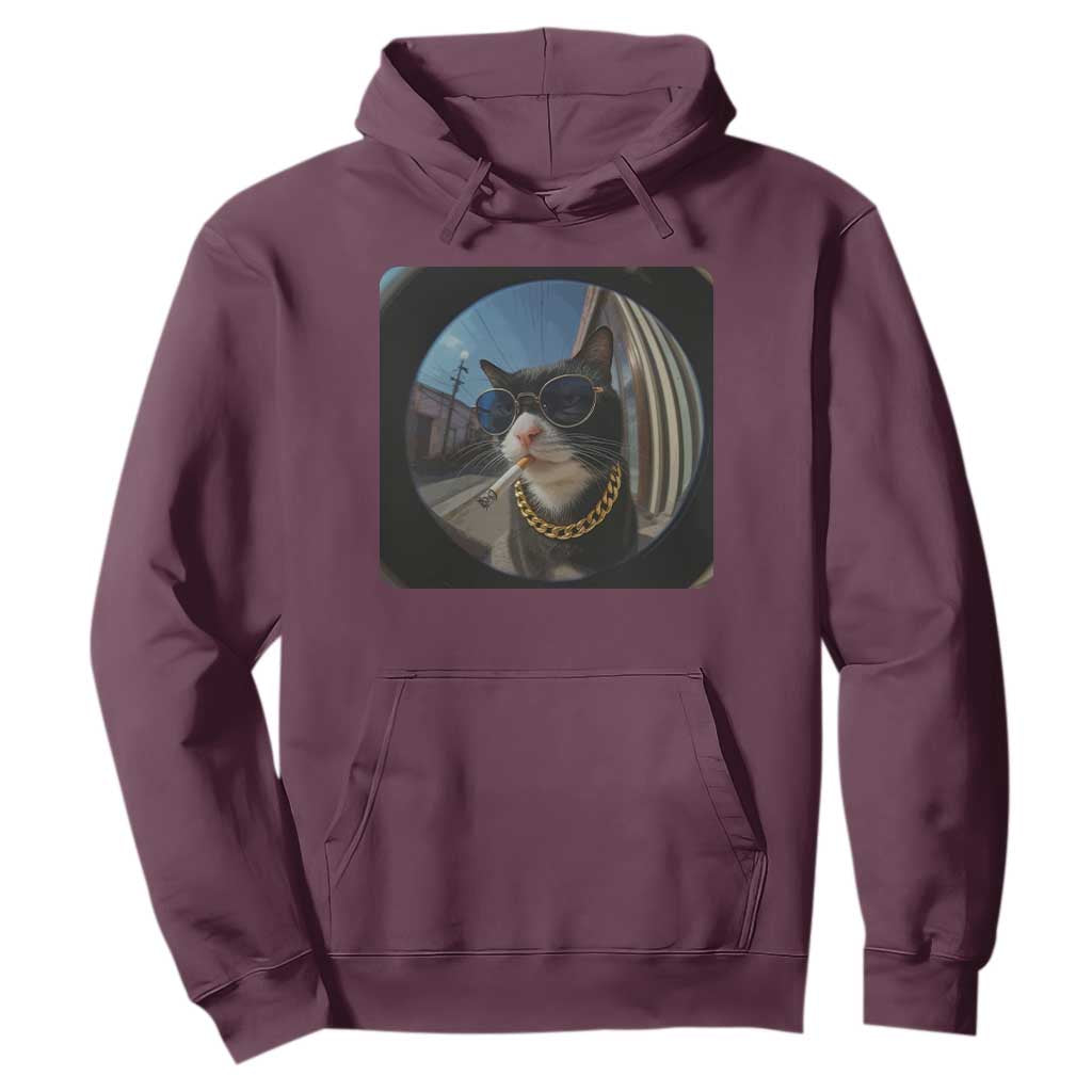 Smoking Cat Hoodie Meme Funny Cool Kitten TS12 Maroon Print Your Wear