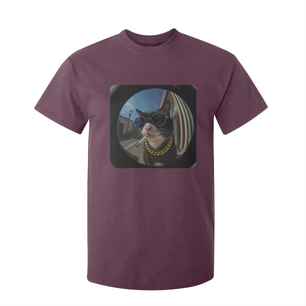 Smoking Cat T Shirt For Kid Meme Funny Cool Kitten TS12 Maroon Print Your Wear