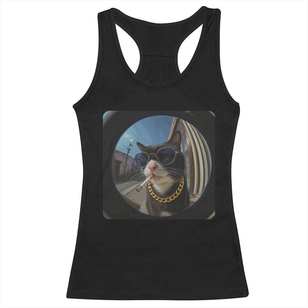 Smoking Cat Racerback Tank Top Meme Funny Cool Kitten TS12 Black Print Your Wear