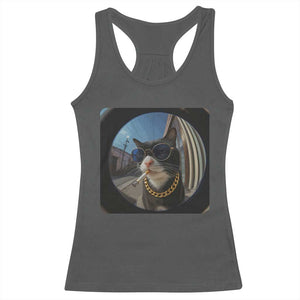 Smoking Cat Racerback Tank Top Meme Funny Cool Kitten TS12 Dark Heather Print Your Wear