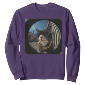 Smoking Cat Sweatshirt Meme Funny Cool Kitten TS12 Purple Print Your Wear
