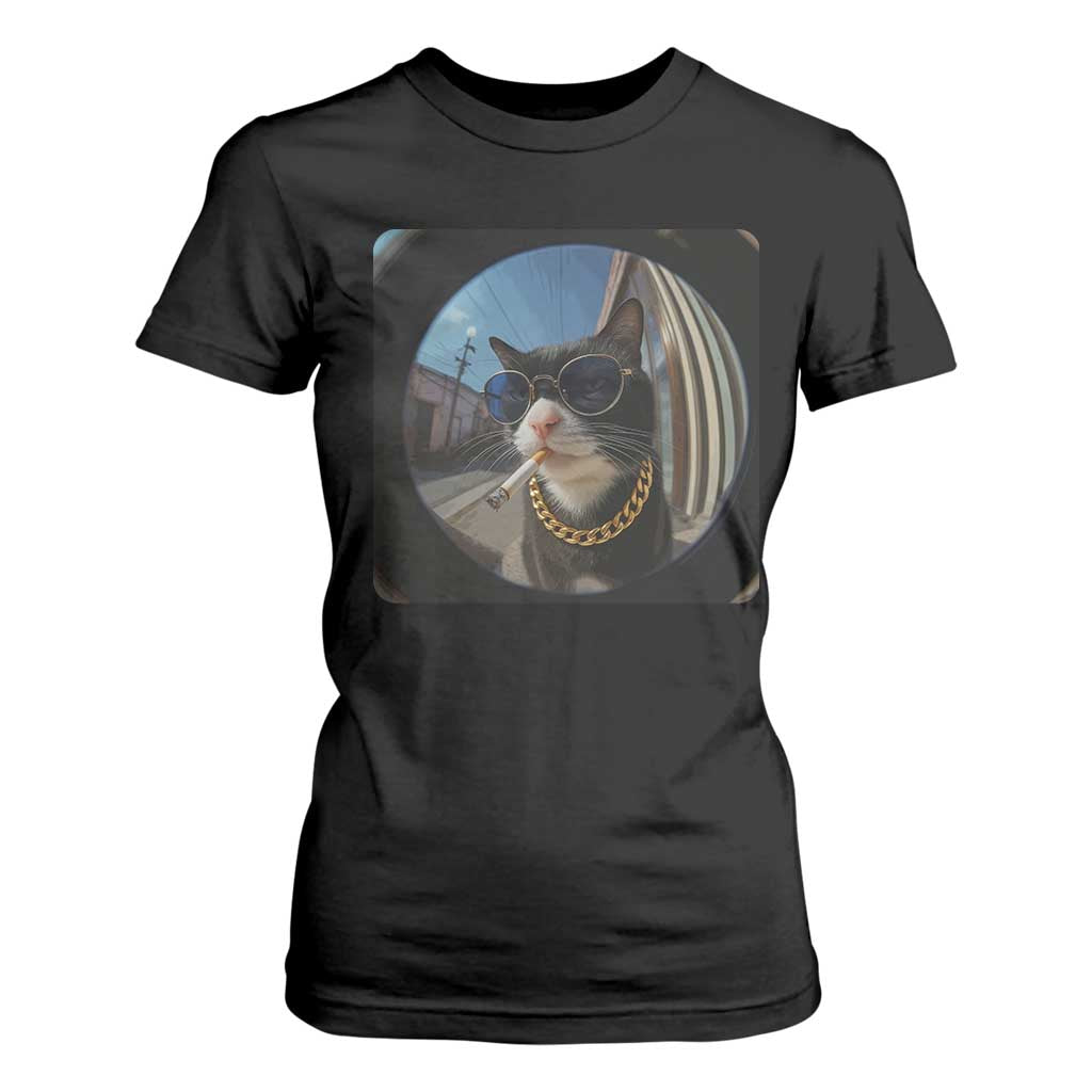 Smoking Cat T Shirt For Women Meme Funny Cool Kitten TS12 Black Print Your Wear
