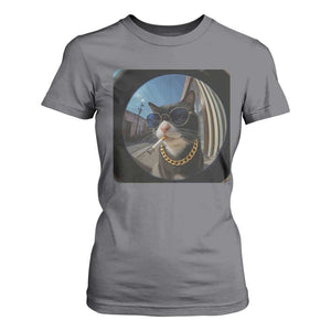 Smoking Cat T Shirt For Women Meme Funny Cool Kitten TS12 Charcoal Print Your Wear
