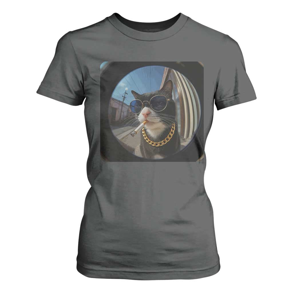 Smoking Cat T Shirt For Women Meme Funny Cool Kitten TS12 Dark Heather Print Your Wear