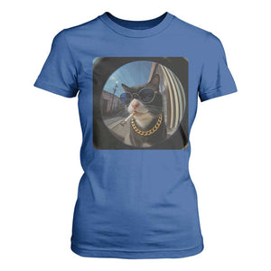 Smoking Cat T Shirt For Women Meme Funny Cool Kitten TS12 Royal Blue Print Your Wear