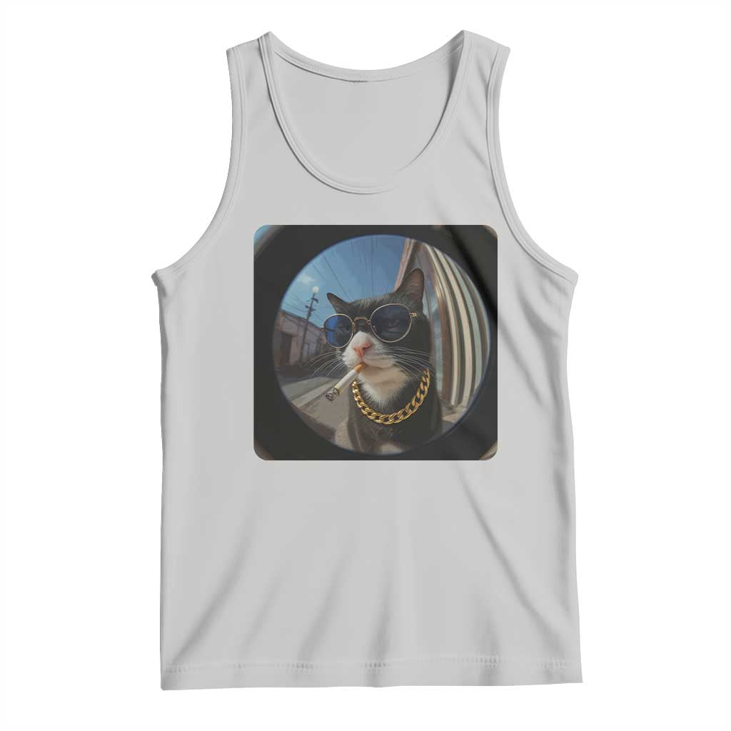 Smoking Cat Tank Top Meme Funny Cool Kitten TS12 Ash Print Your Wear