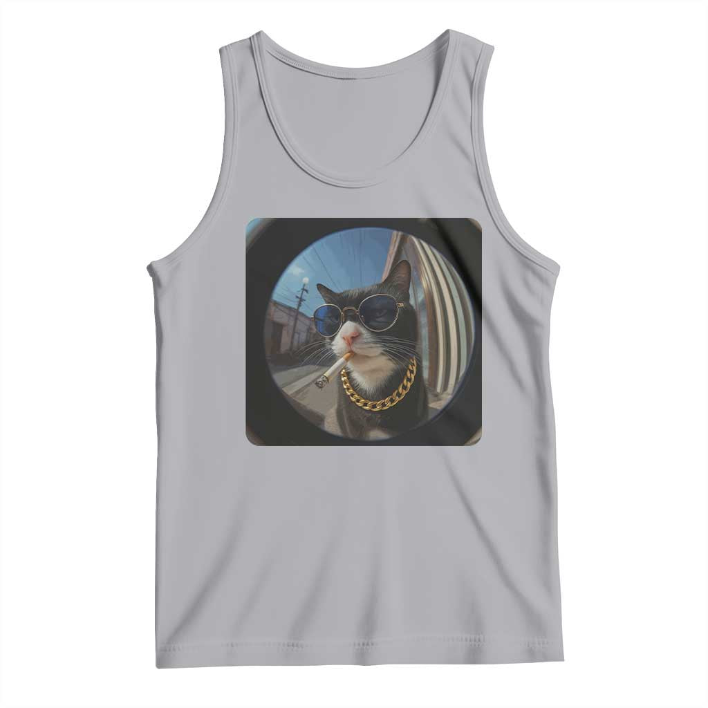 Smoking Cat Tank Top Meme Funny Cool Kitten TS12 Athletic Heather Print Your Wear