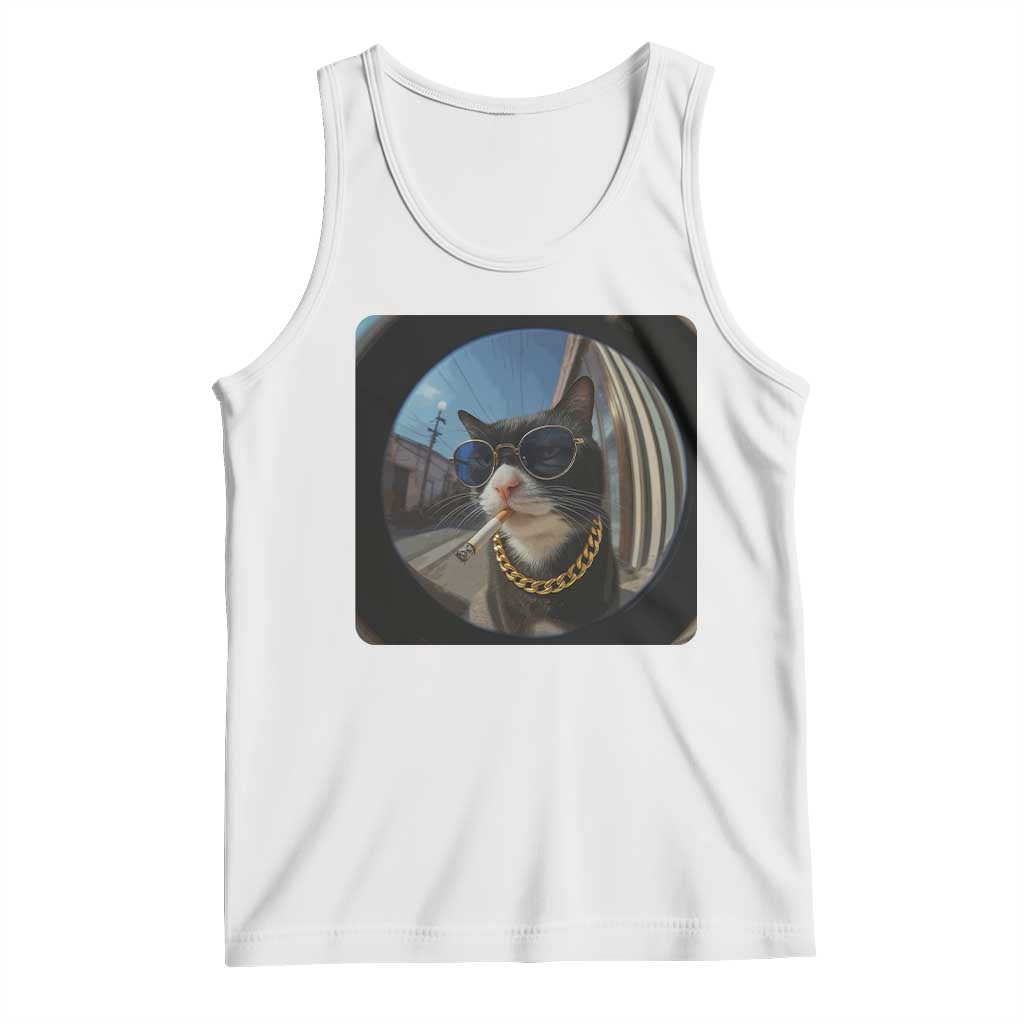 Smoking Cat Tank Top Meme Funny Cool Kitten TS12 White Print Your Wear