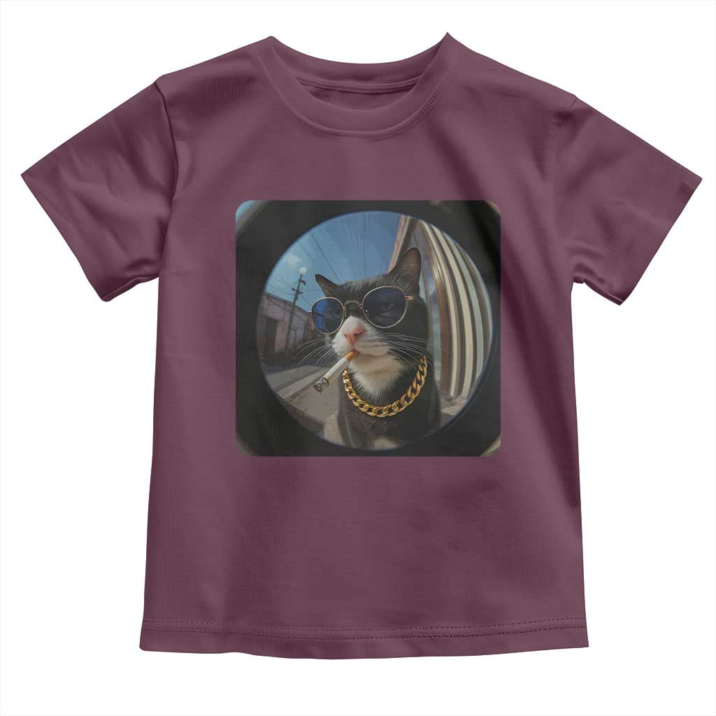 Smoking Cat Toddler T Shirt Meme Funny Cool Kitten TS12 Maroon Print Your Wear