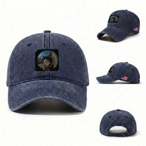 Smoking Cat Washed Cotton Baseball Cap Meme Funny Cool Kitten TS12 Washed Cap Universal Fit Navy Print Your Wear