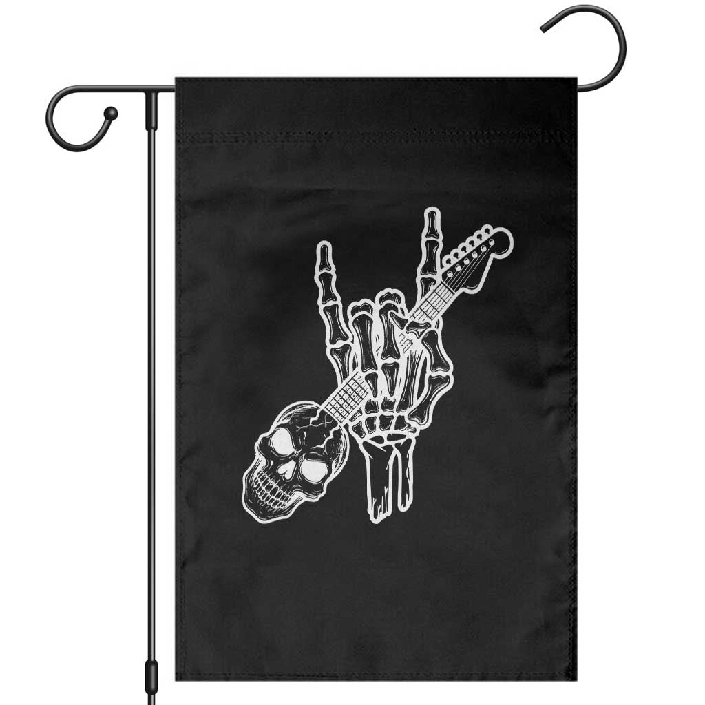 Rock N Roll Garden Flag Skeleton Hand Playing Guitar Heavy Metal Music TS12 Black Print Your Wear