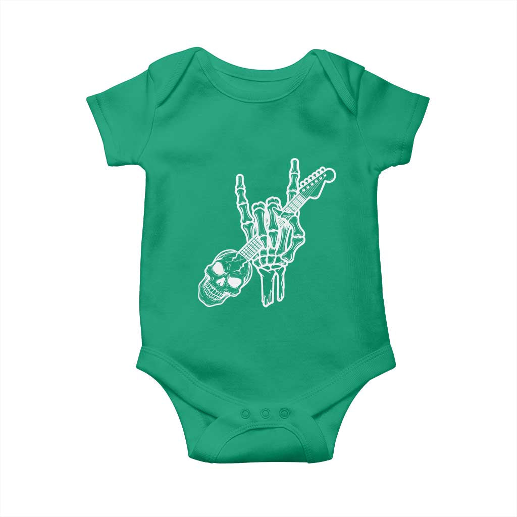 Rock N Roll Baby Onesie Skeleton Hand Playing Guitar Heavy Metal Music TS12 Irish Green Print Your Wear