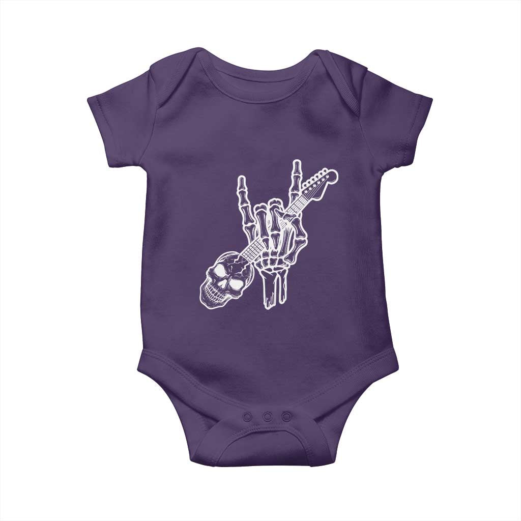 Rock N Roll Baby Onesie Skeleton Hand Playing Guitar Heavy Metal Music TS12 Purple Print Your Wear