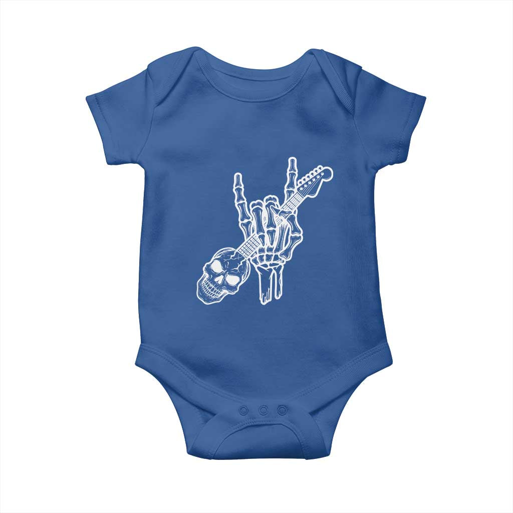 Rock N Roll Baby Onesie Skeleton Hand Playing Guitar Heavy Metal Music TS12 Royal Blue Print Your Wear