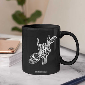Rock N Roll Coffee Mug Skeleton Hand Playing Guitar Heavy Metal Music TS12 Print Your Wear