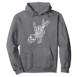 Rock N Roll Hoodie Skeleton Hand Playing Guitar Heavy Metal Music TS12 Charcoal Print Your Wear