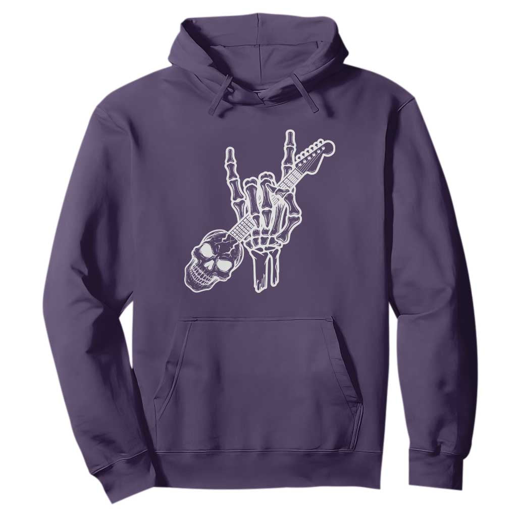 Rock N Roll Hoodie Skeleton Hand Playing Guitar Heavy Metal Music TS12 Purple Print Your Wear