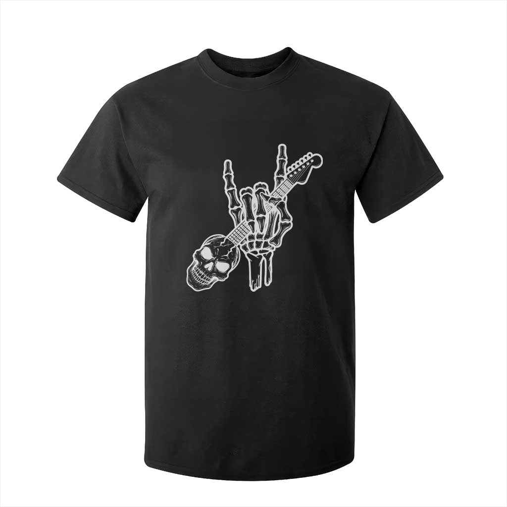 Rock N Roll T Shirt For Kid Skeleton Hand Playing Guitar Heavy Metal Music TS12 Black Print Your Wear