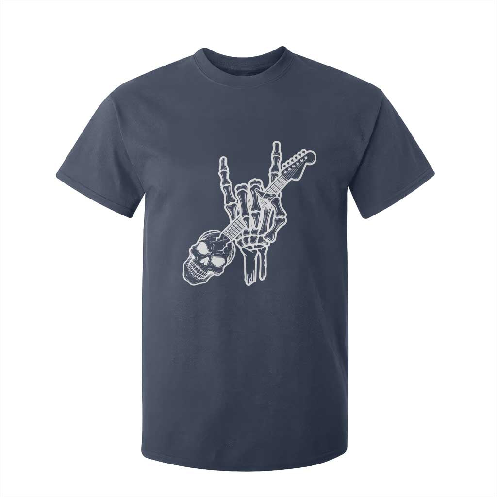 Rock N Roll T Shirt For Kid Skeleton Hand Playing Guitar Heavy Metal Music TS12 Navy Print Your Wear